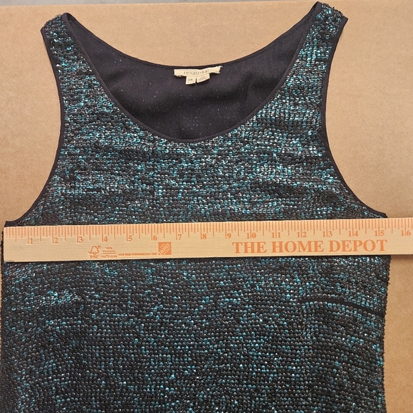 0006 Renzo + Kai Sequin Shift Dress Green Teal Black Mermaid Festival Size XS - Picture 11 of 14